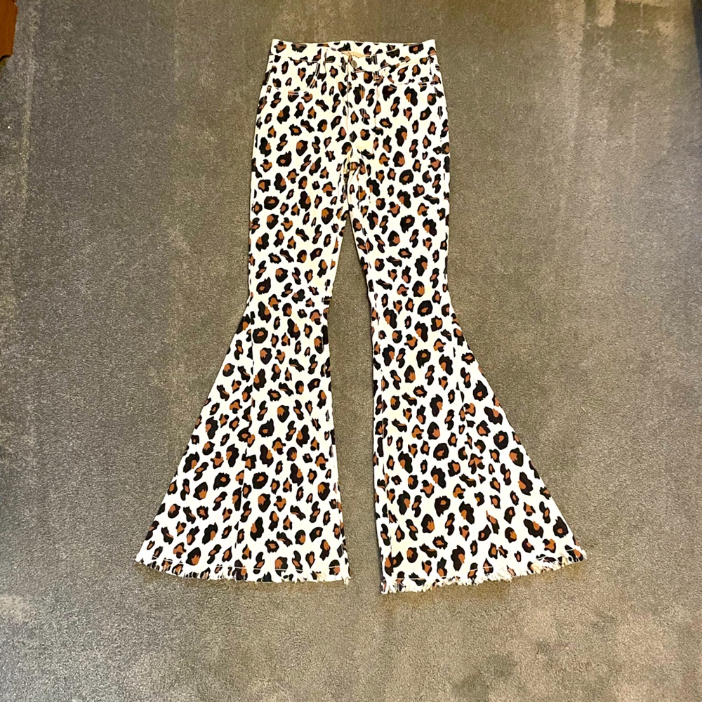Leopard Bell Bottom Jeans